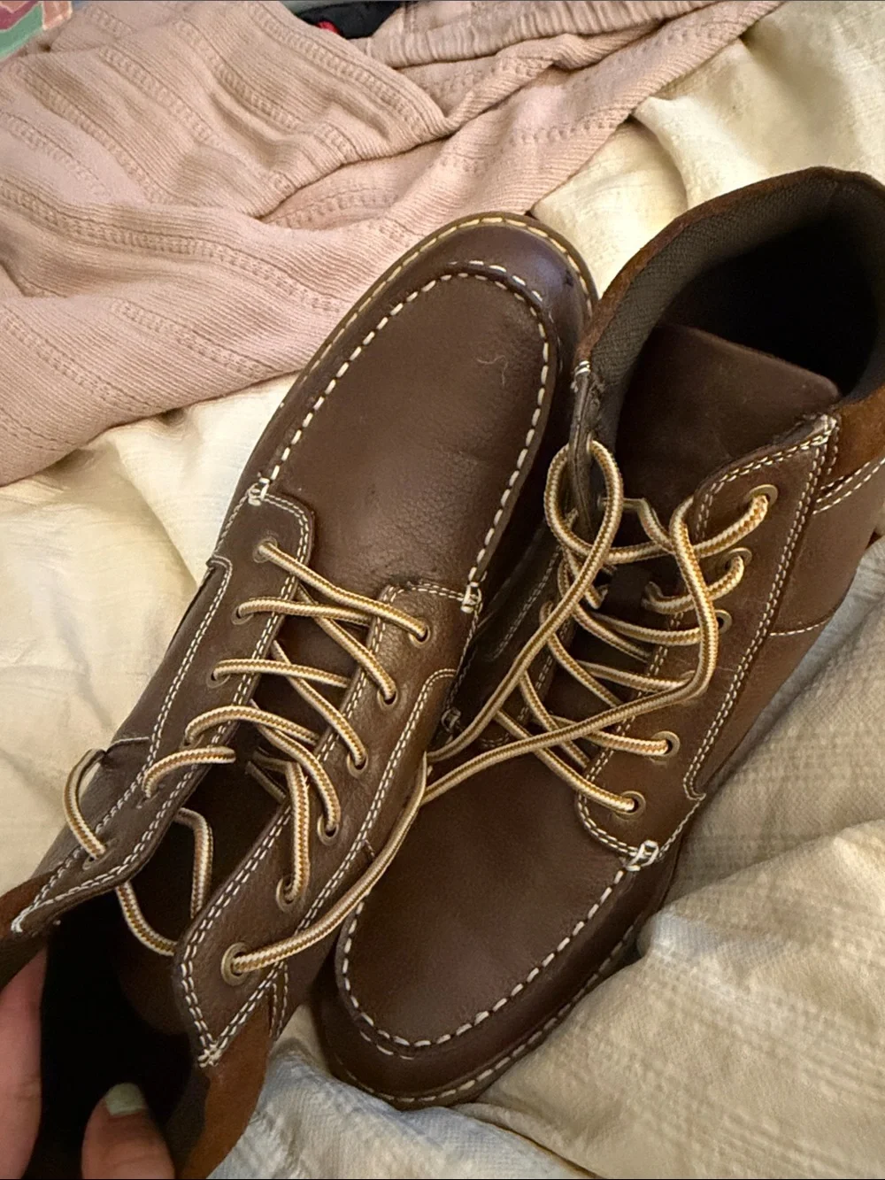 Goodfellow & Co Brown Leather Chukka Boots with Tan Collar